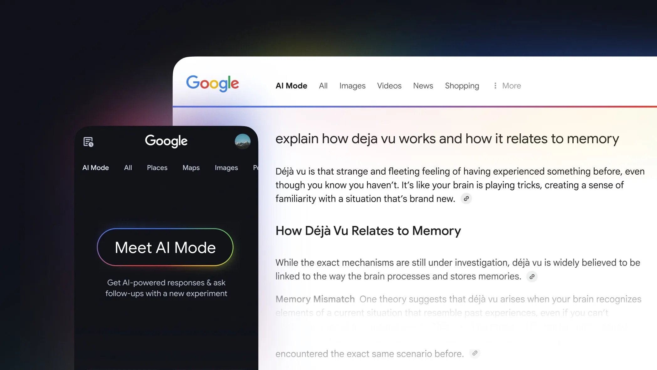 Google AI Mode on a smartphone and desktop