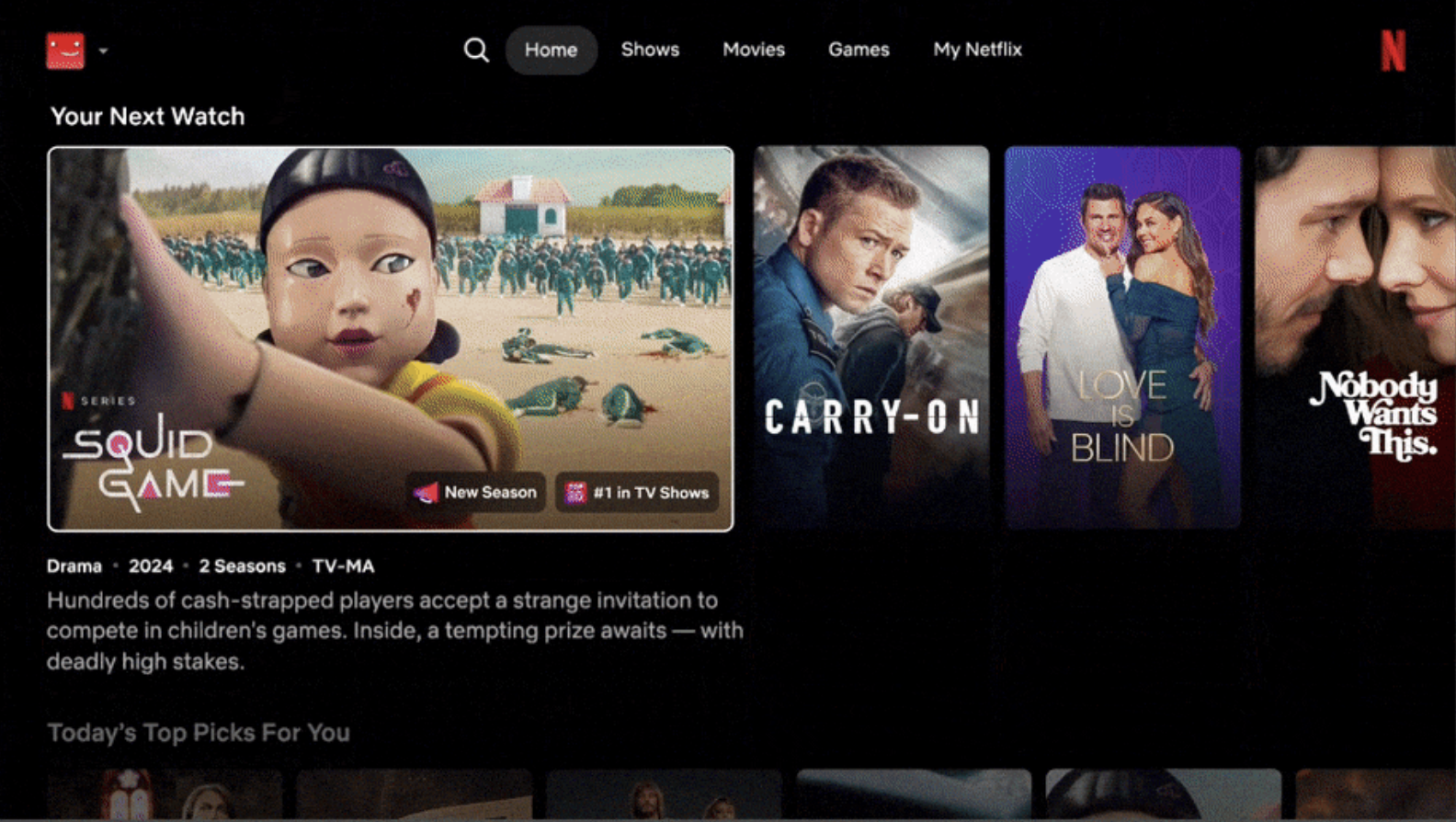 a screenshot of the new netflix layout