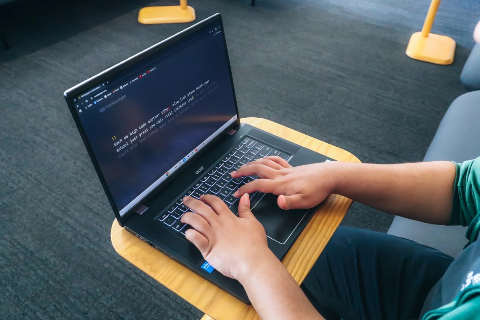 person typing on the Acer Chromebook Plus 516 GE