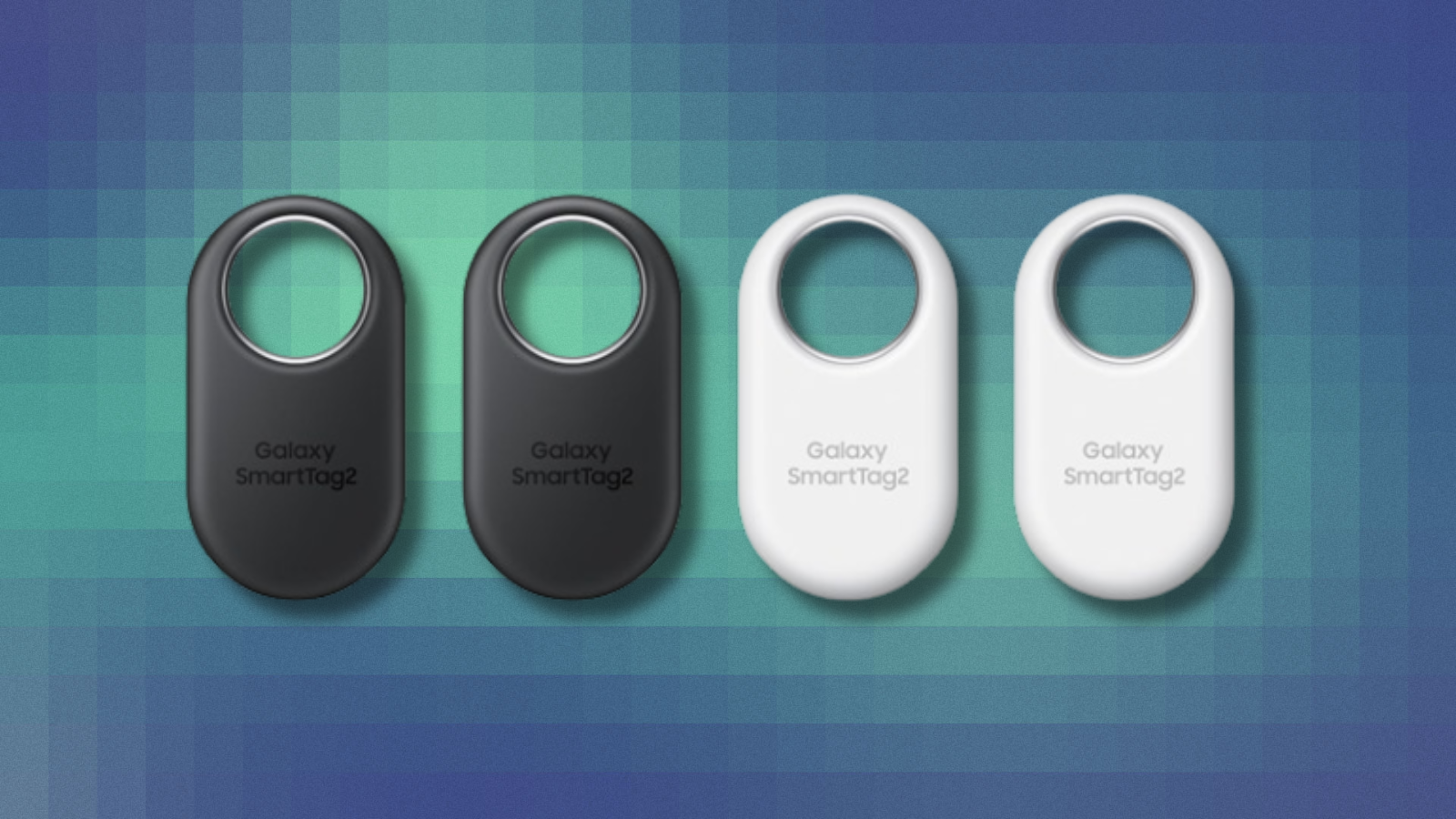 Samsung SmartTag 2 on teal abstract background