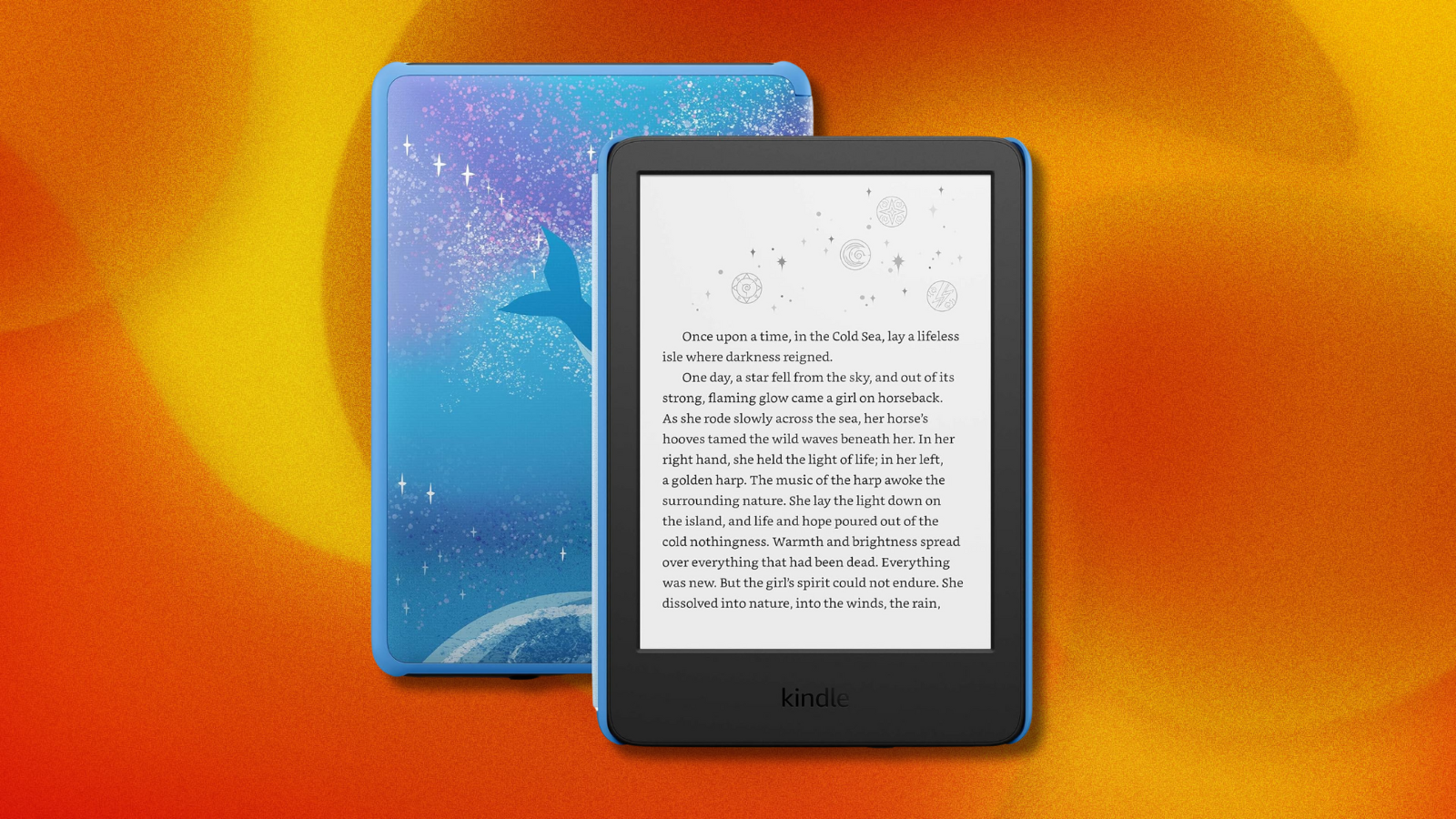 Amazon Kindle Kids on red and yellow abstract background