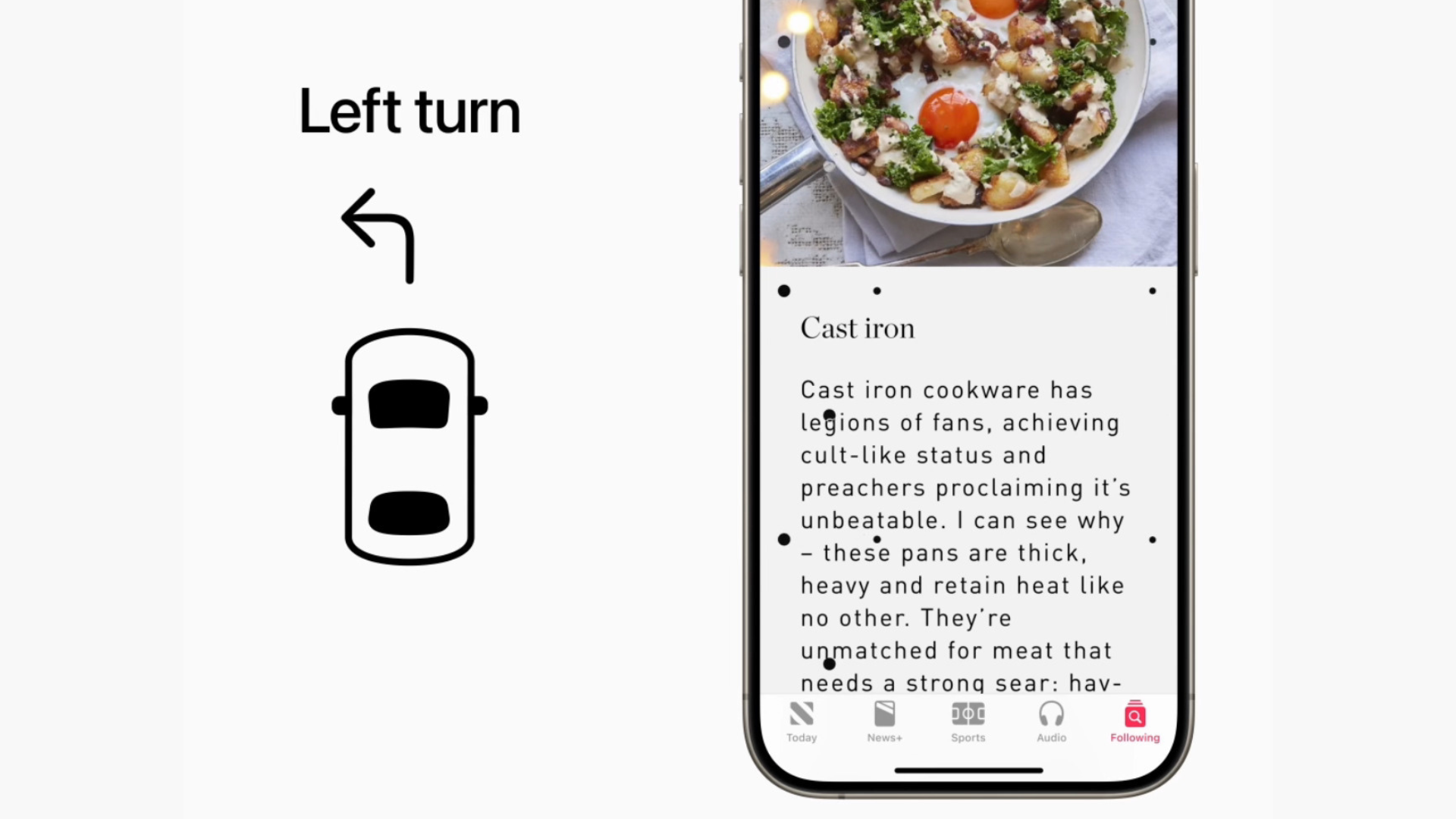 A graphic showing Vehicle Motion Cues on an iPhone.