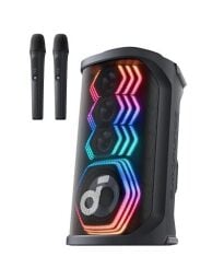 soundcore Rave 3S AI Karaoke Party Speaker with 2 Wireless Microphones, 200W Sound, AI Vocal Removal, Reverb, Light Show, 12H Playtime, Portable Bluetooth PA System for Home, Party, or Backyard