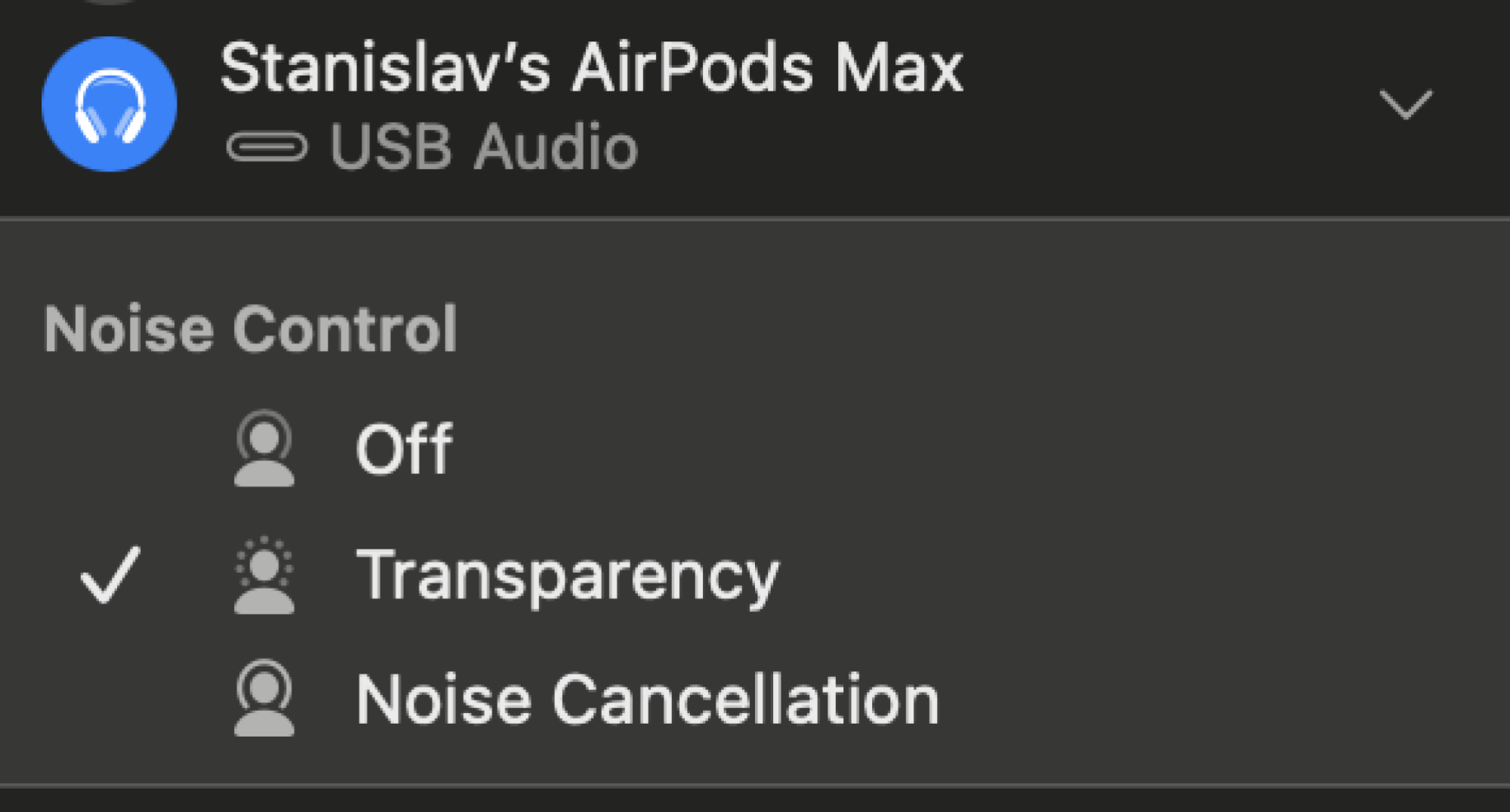 screenshot from Apple AirPods Max app