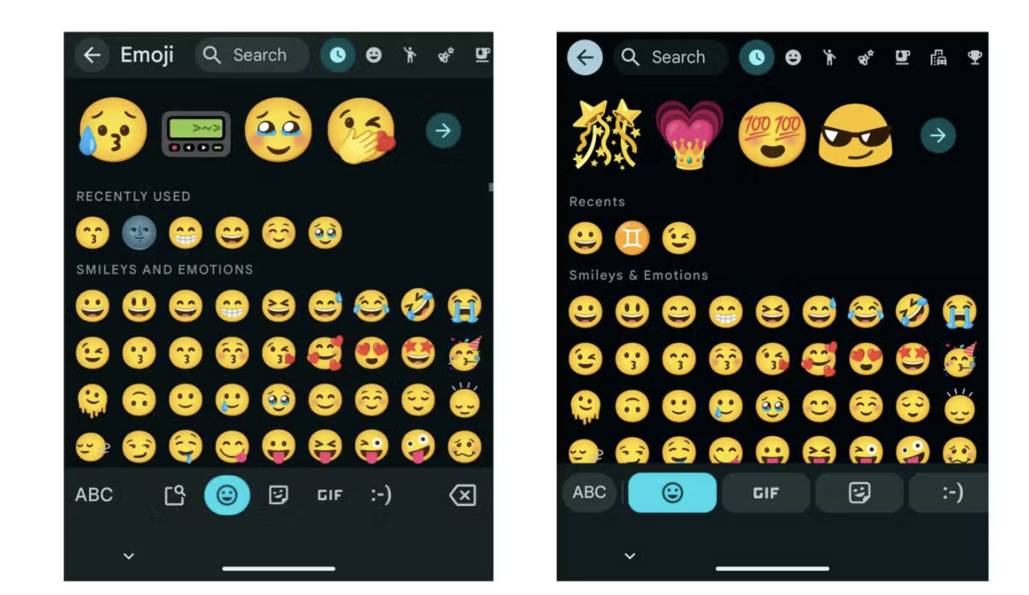 image of two gboard screens