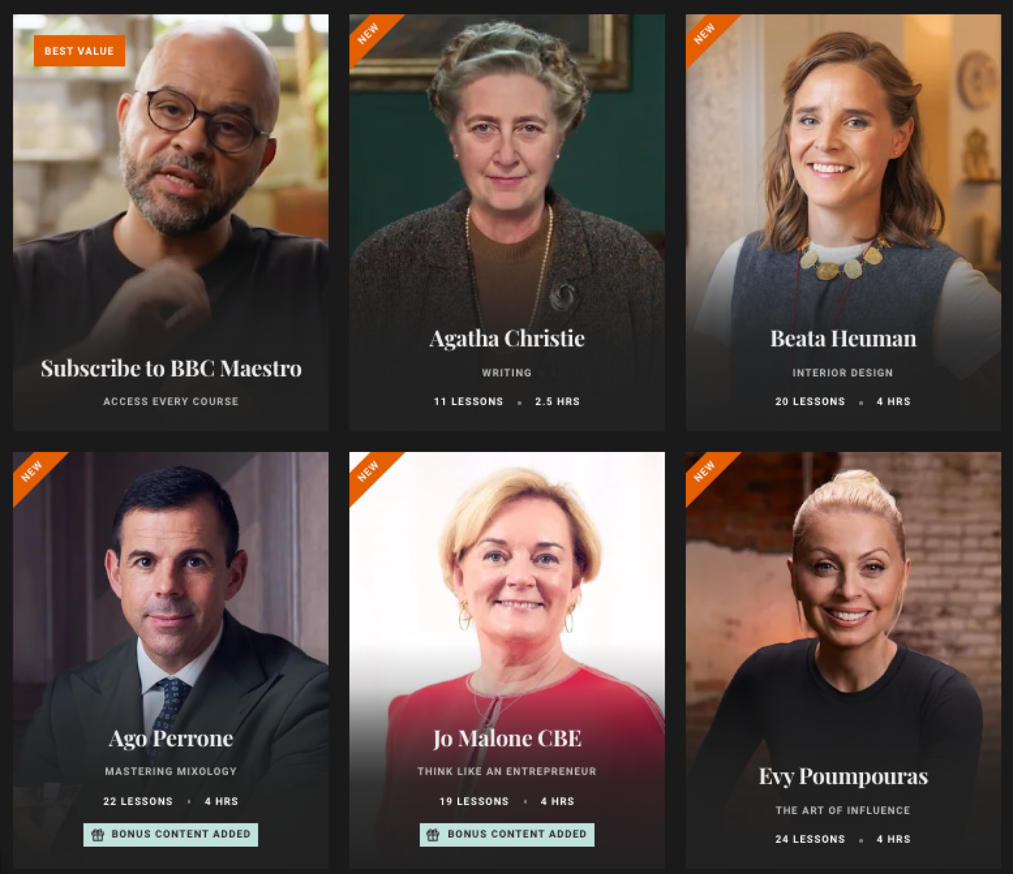 screenshot from bbc maestro website showing agatha christie writing course