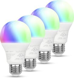 a four pack of the amazon basics smart bulbs