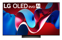 LG C4 OLED 4K TV with blue and red abstract image on screen