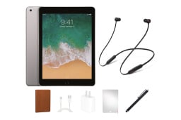 Apple iPad 6th Gen (2018) 128GB WiFi Space Gray (Refurbished) + Beats Flex Headphones Bundle