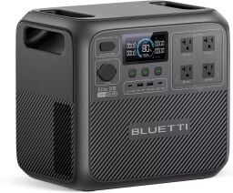 A Bluetti battery bank appears on a white background.