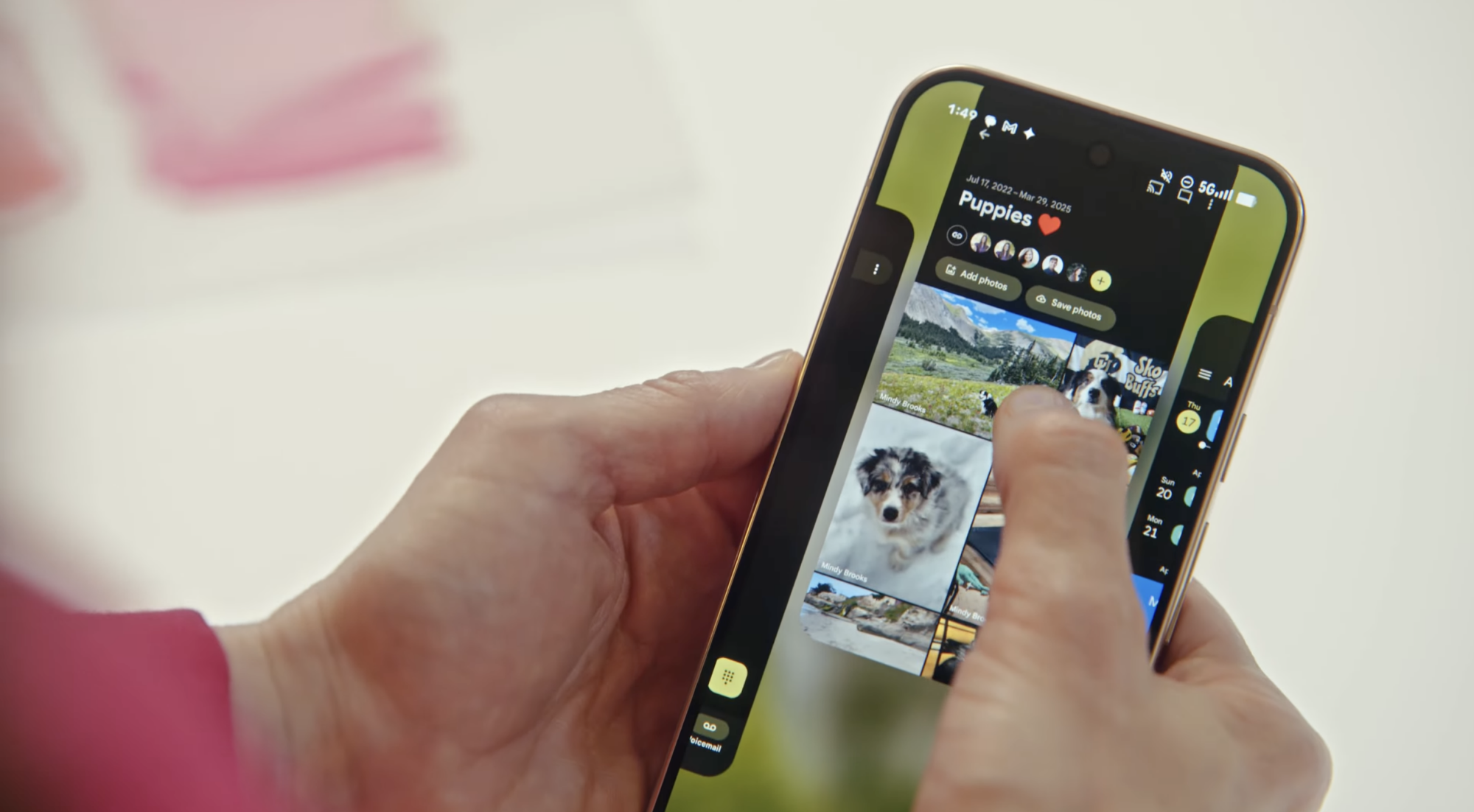 person using pixel smartphone with material 3 expressive design