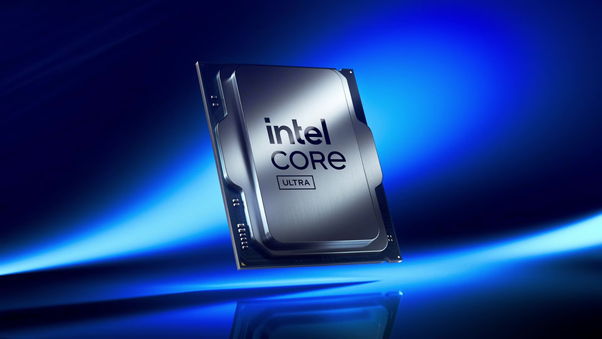 an intel core ultra processor against a blue background