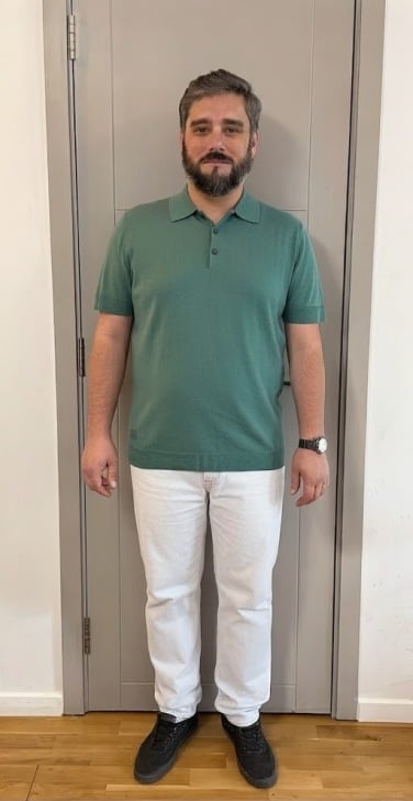 ai-generated image of author wearing teal polo