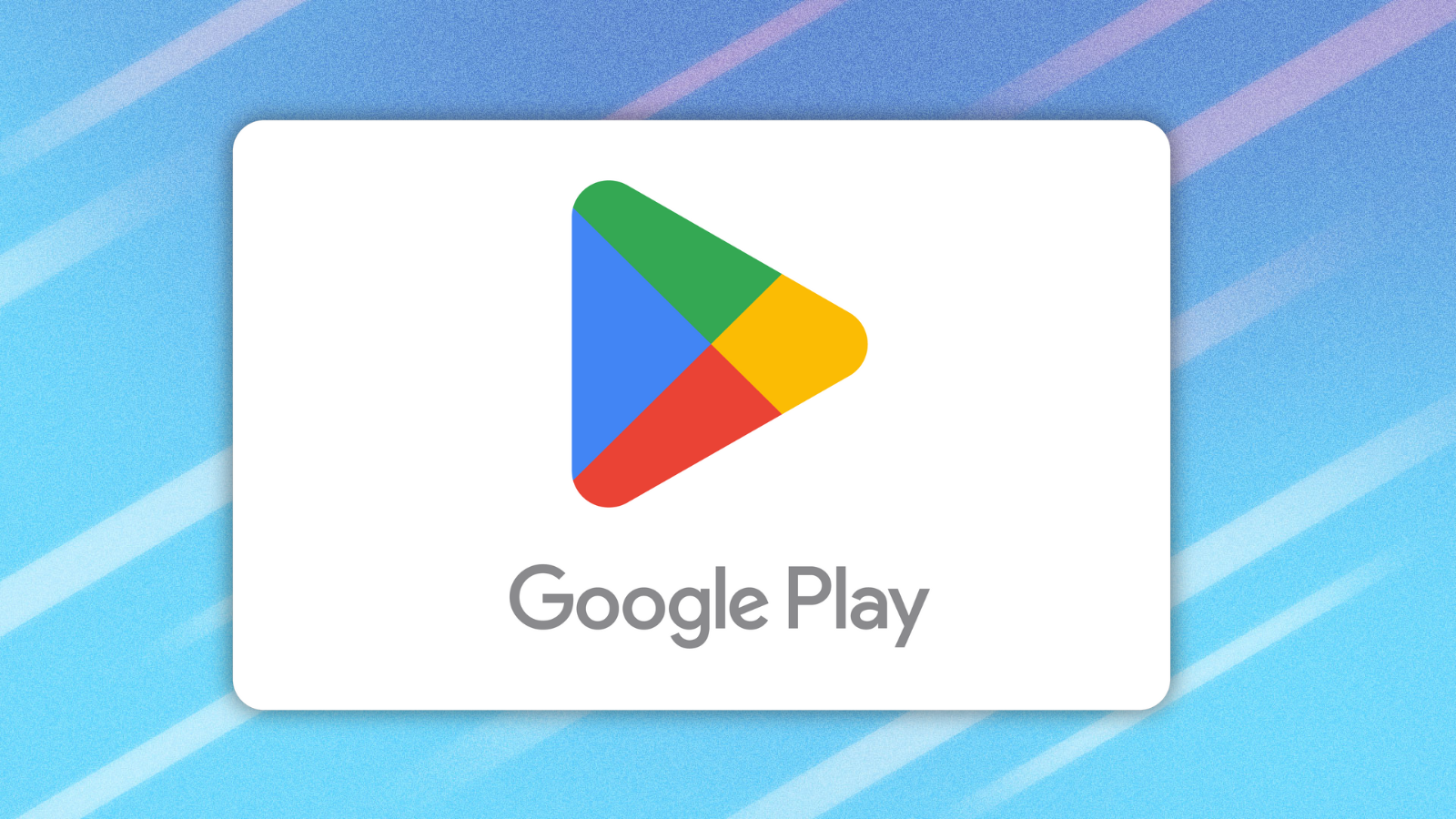 Google Play card on blue abstract background