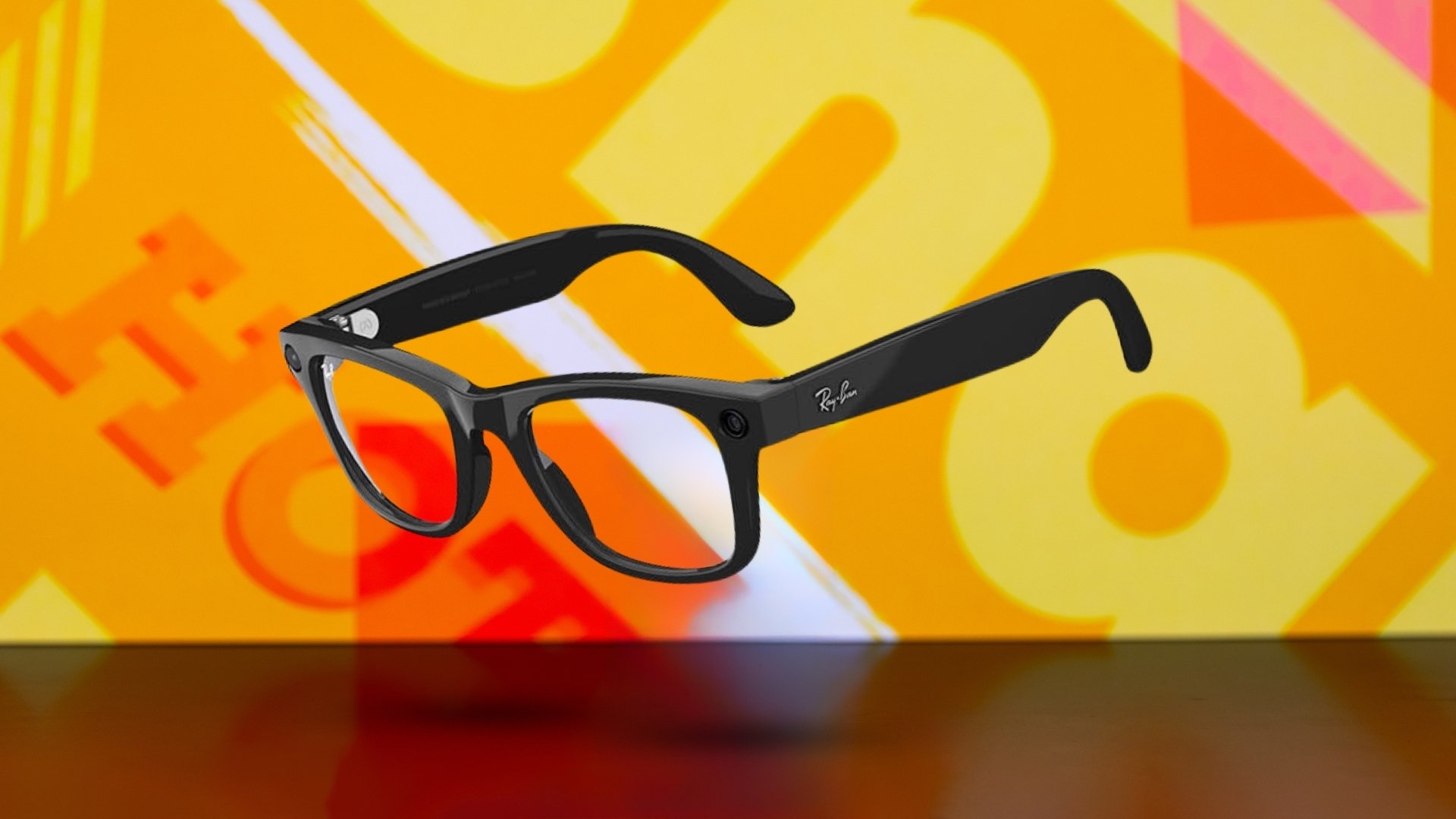 Ray-Ban Meta glasses on Mashable background