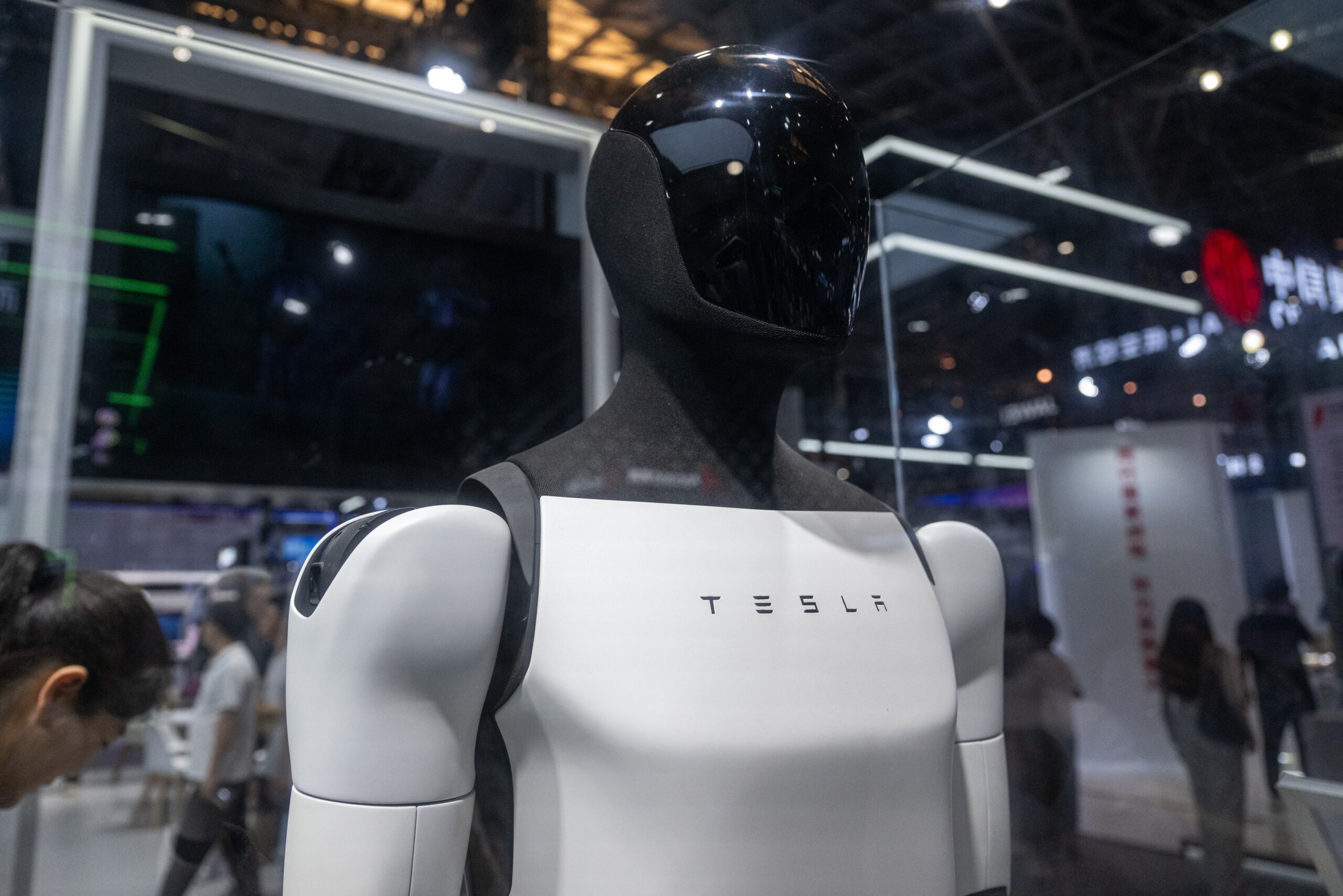 Tesla Bot Optimus is on display during the 2024 World AI Conference