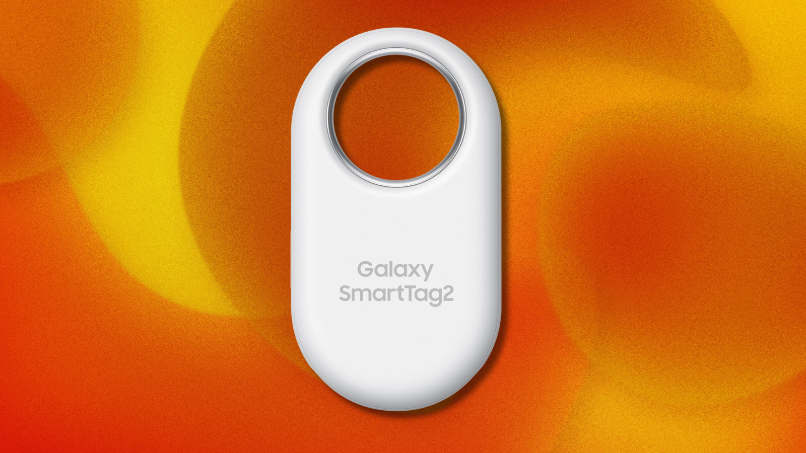 Samsung Galaxy SmartTag2 on orange and yellow abstract background