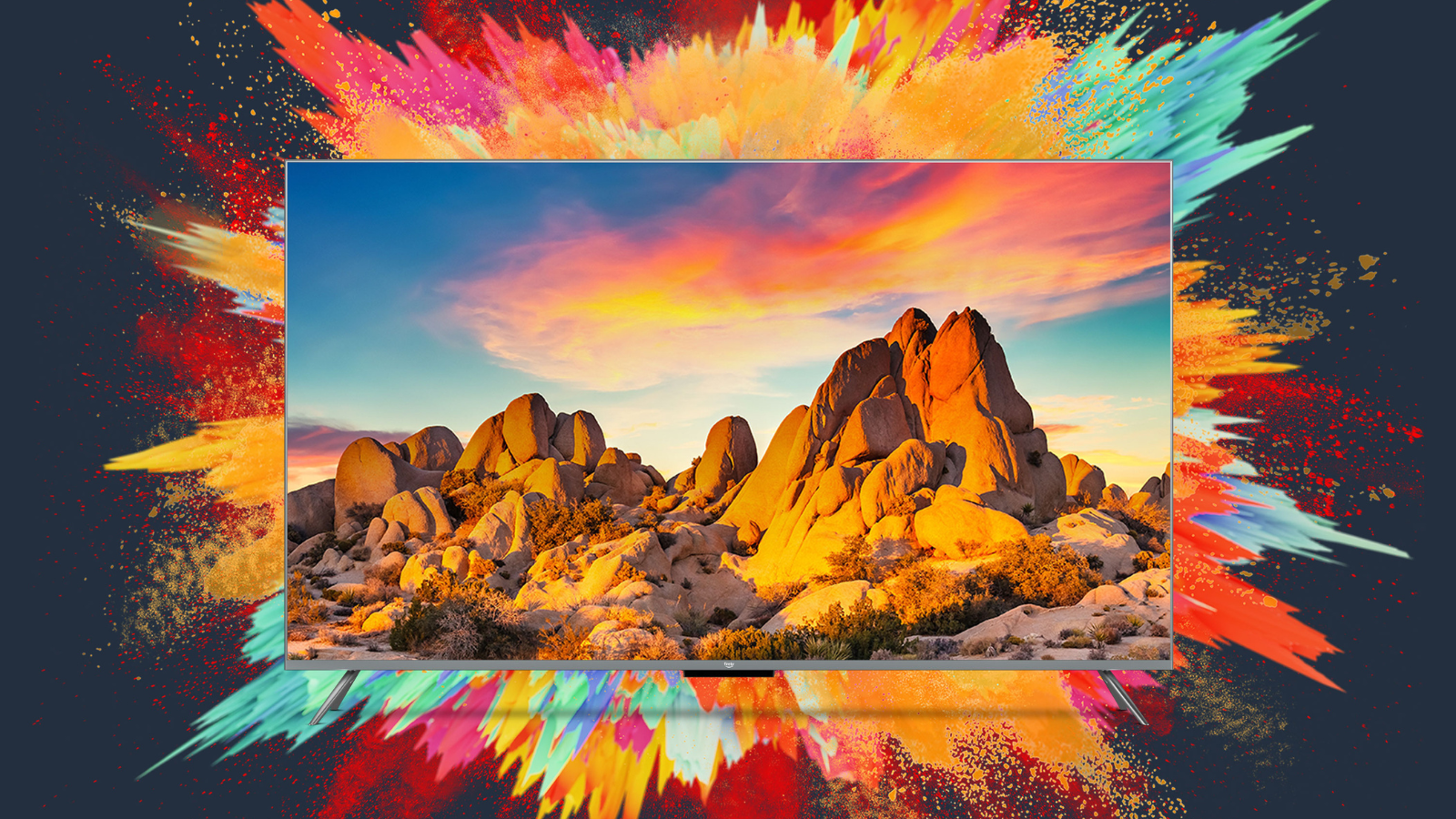 Amazon Omni QLED TV with colorful background