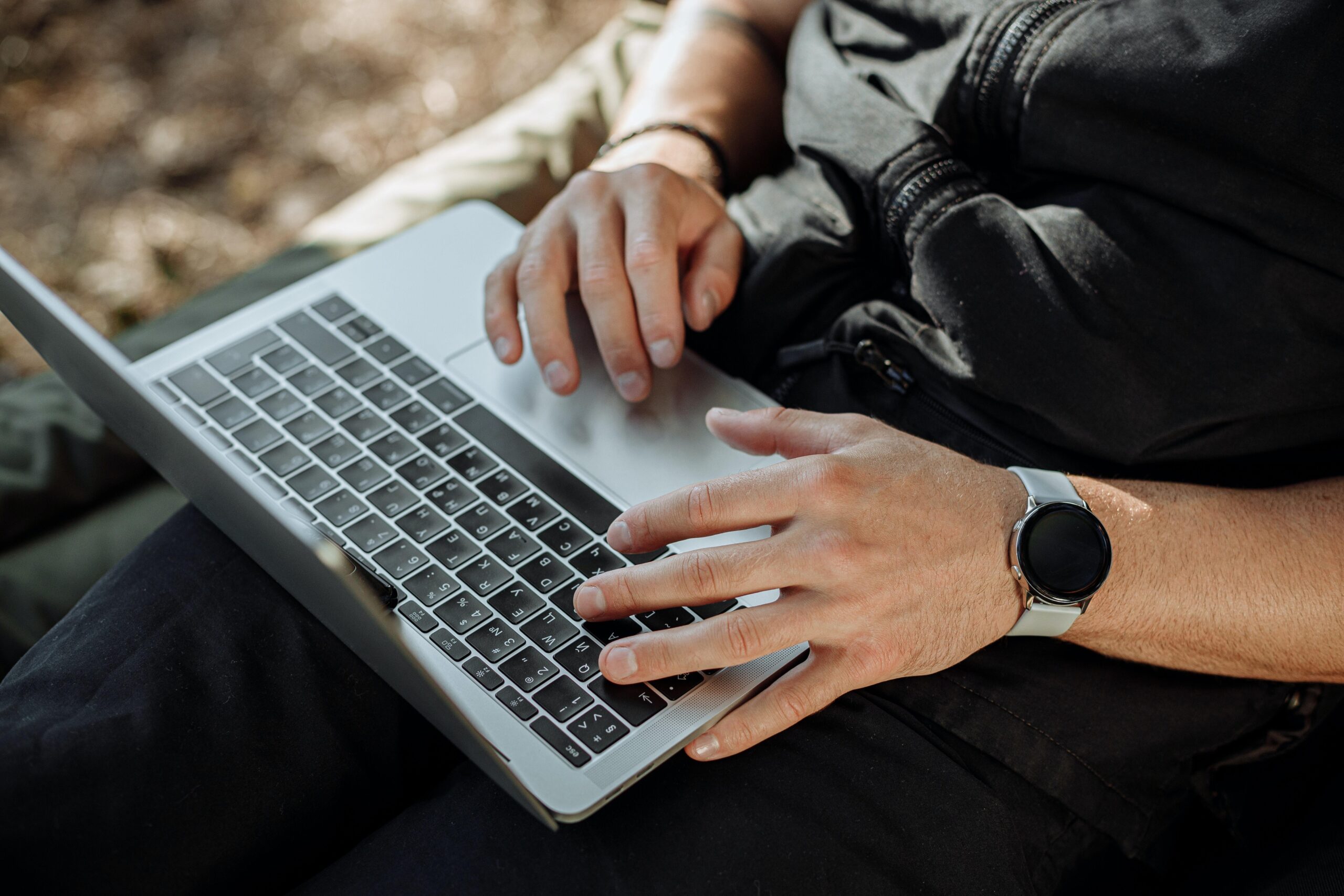 Hands on laptop