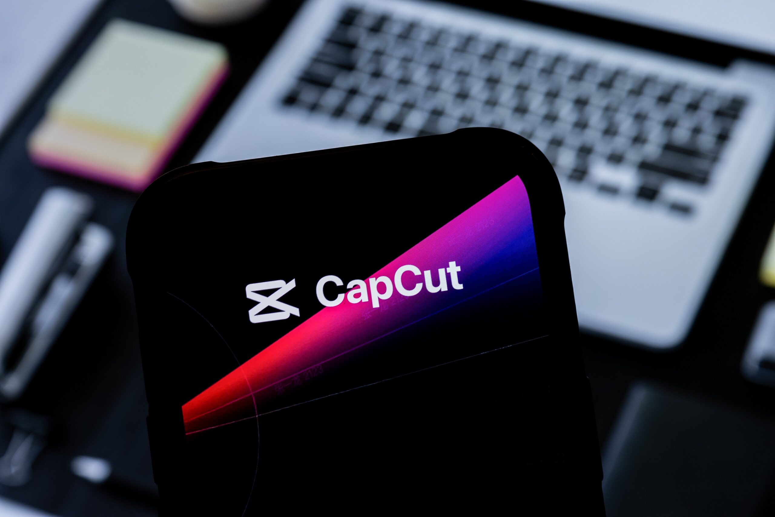 capcut logo seen on a phone screen
