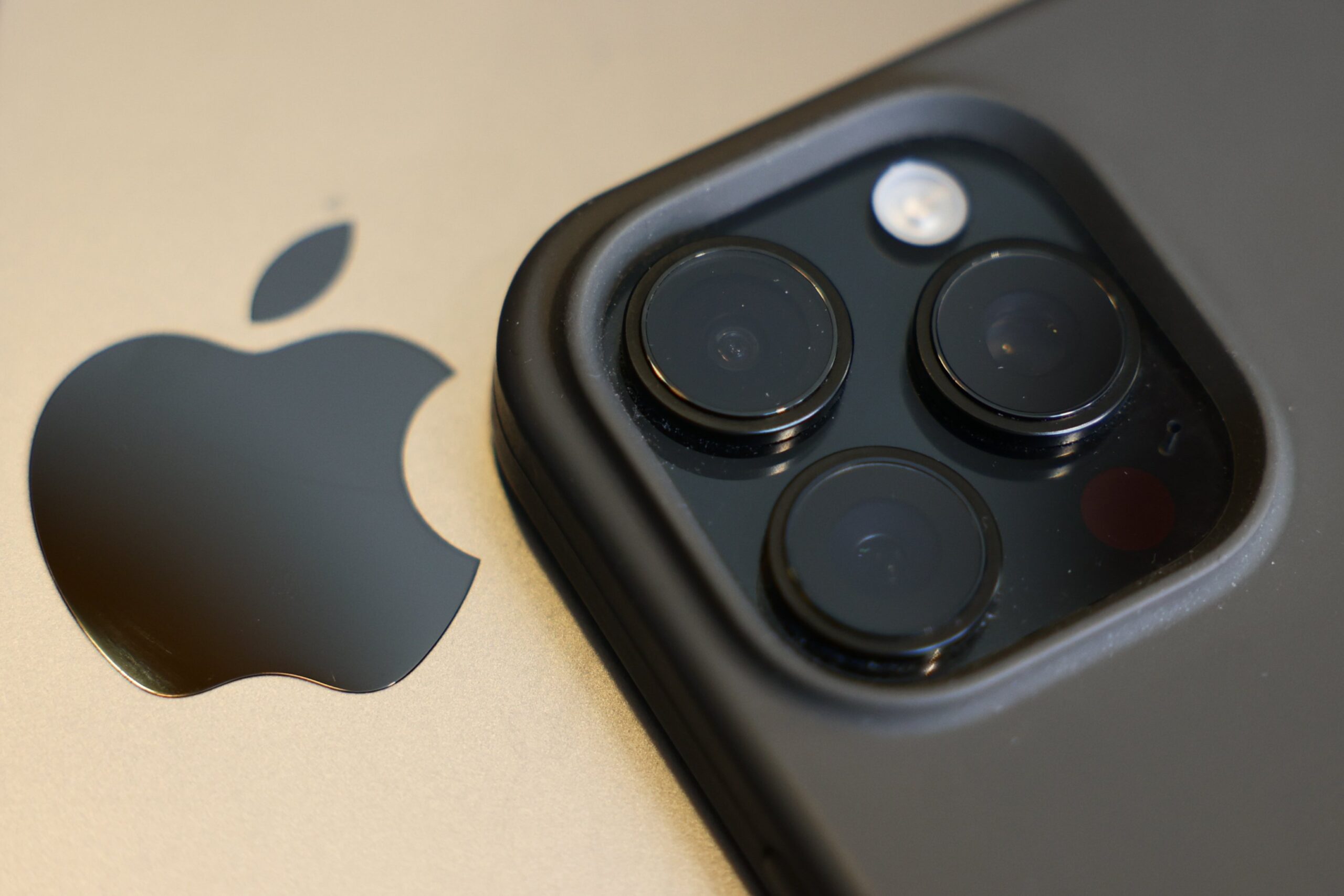 A close-up view of iPhone 16 cameras.