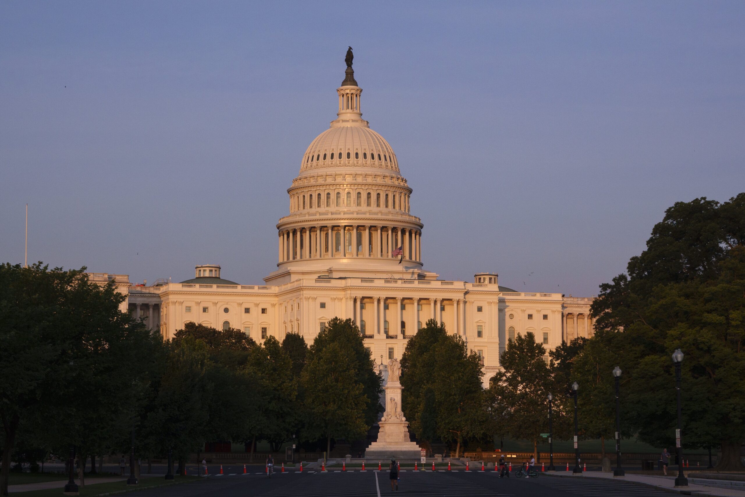 The U.S. Capitol Building is seen as the sun sets
