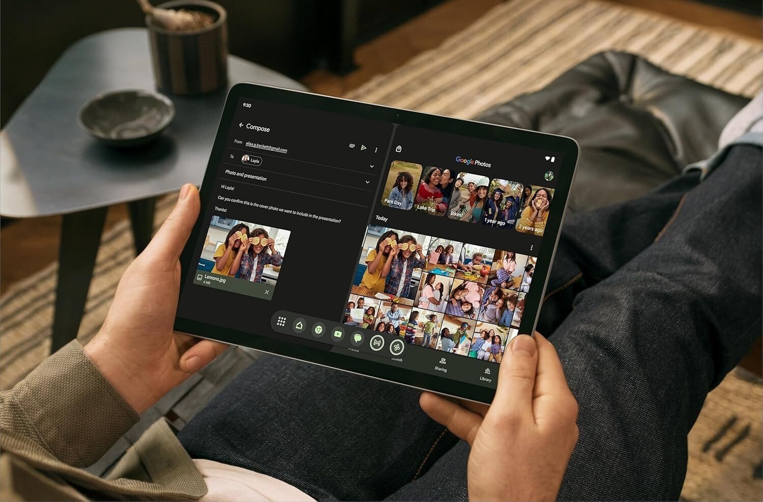 the google pixel tablet displays google photos