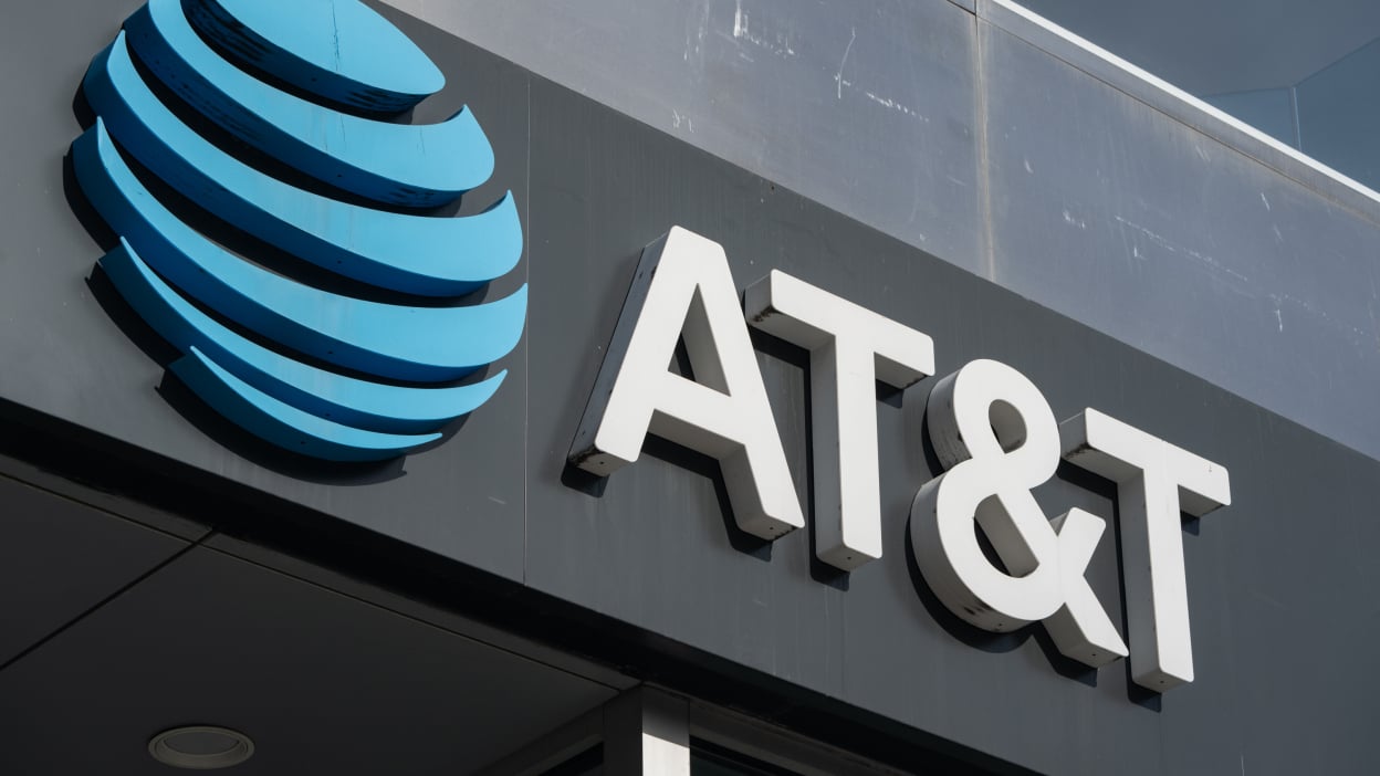 at&T logo outside company office