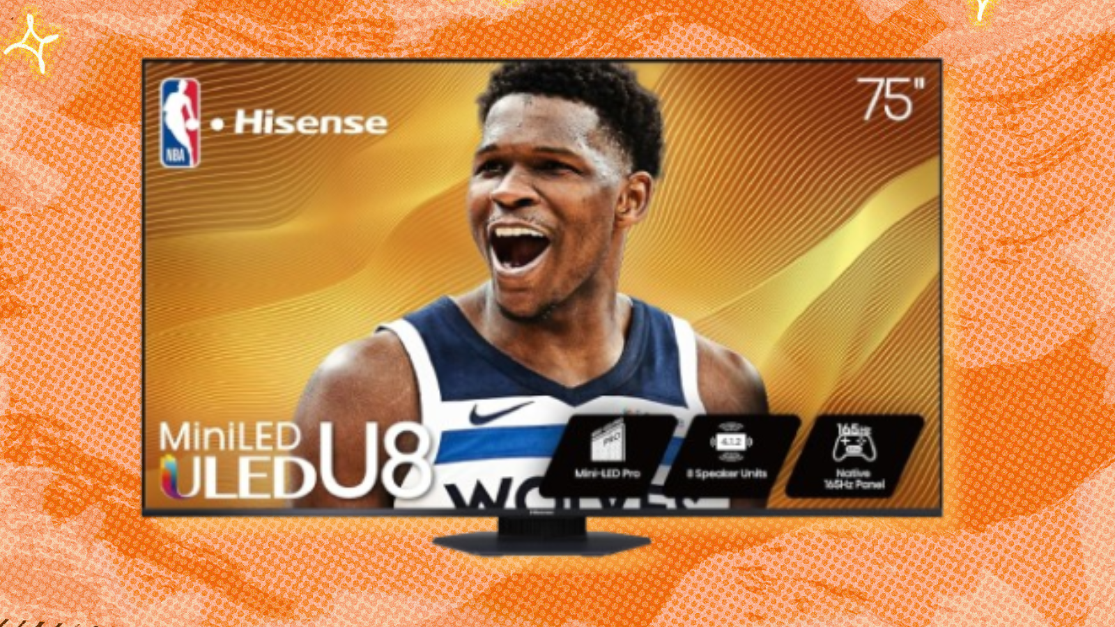 Hisense U8 TV with orange background