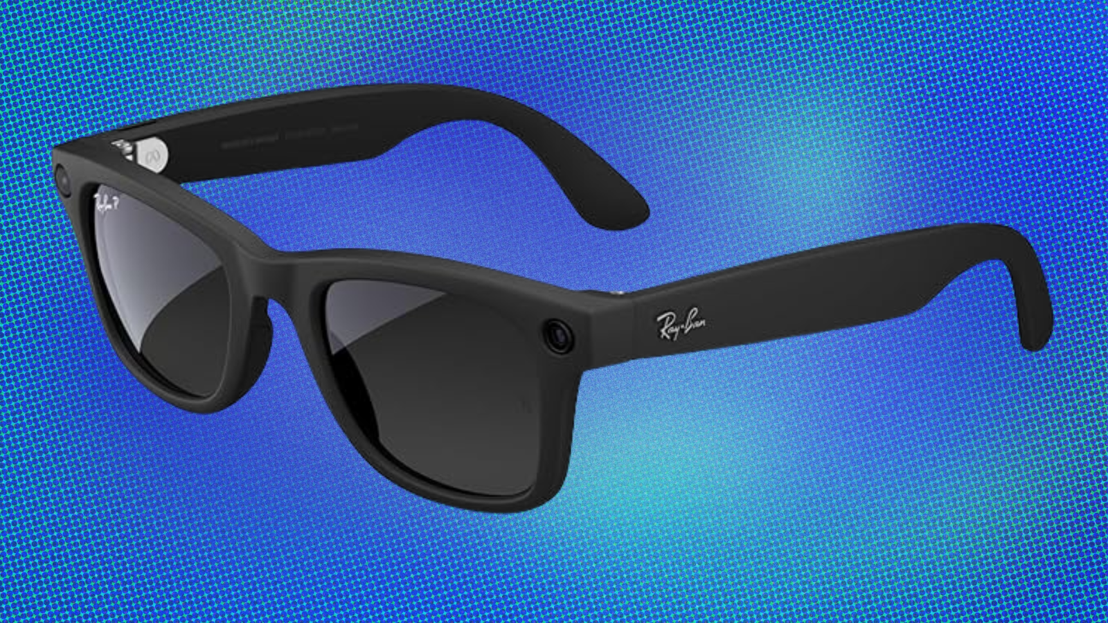 Ray-Ban Meta Glasses on blue abstract background