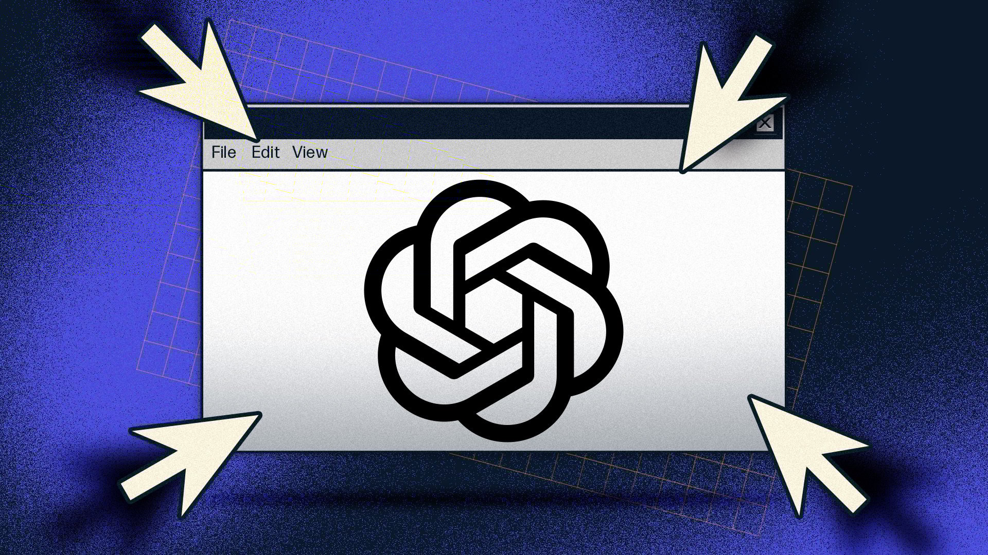 the openai logo on an illustrated browser window with arrows