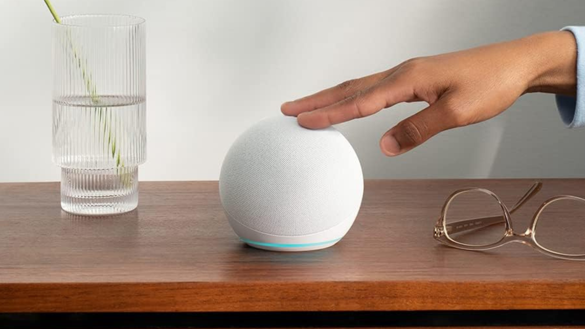 An Amazon Echo speaker on a table