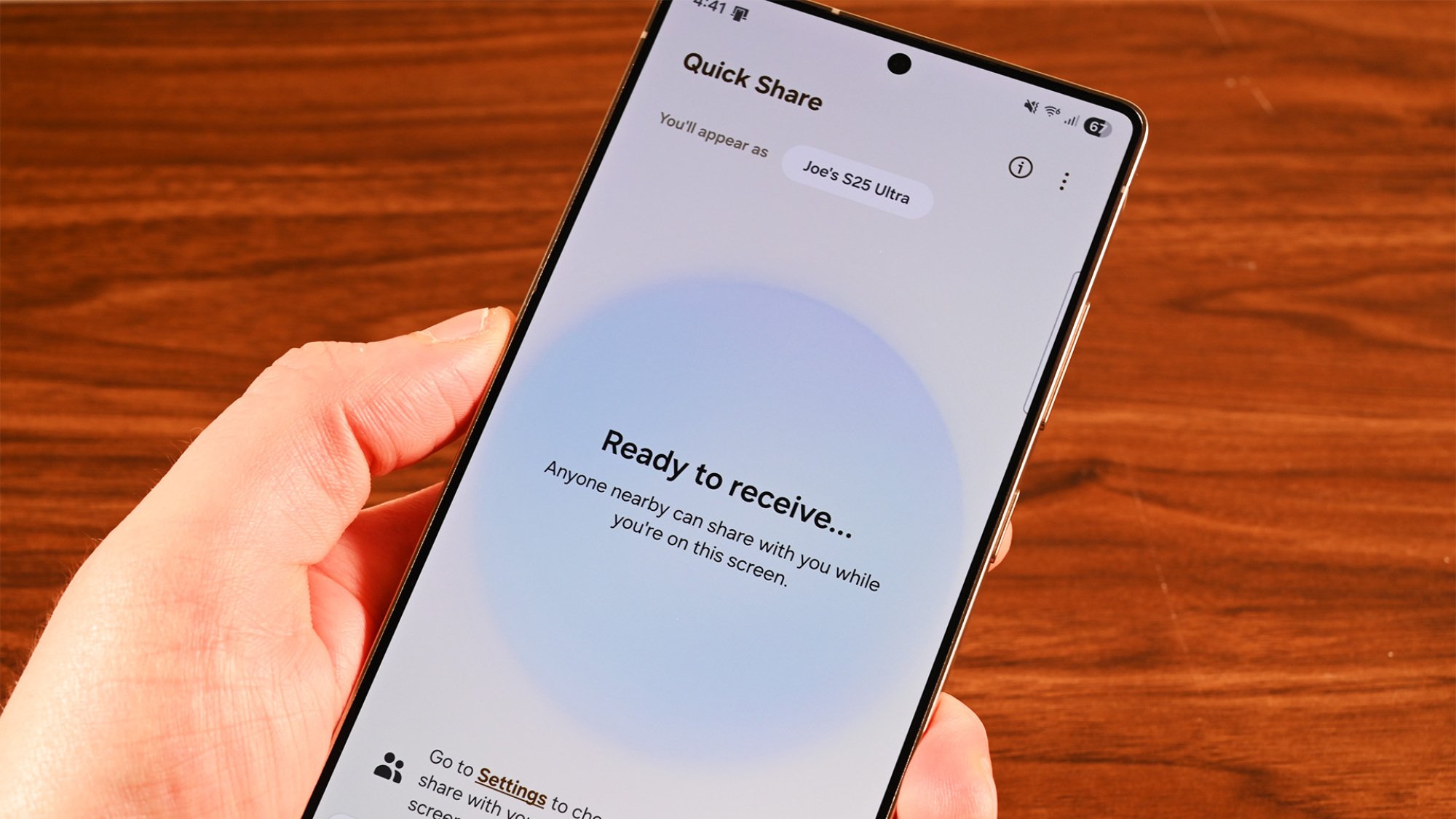 samsung one UI 8 quick share feature on s25 phone