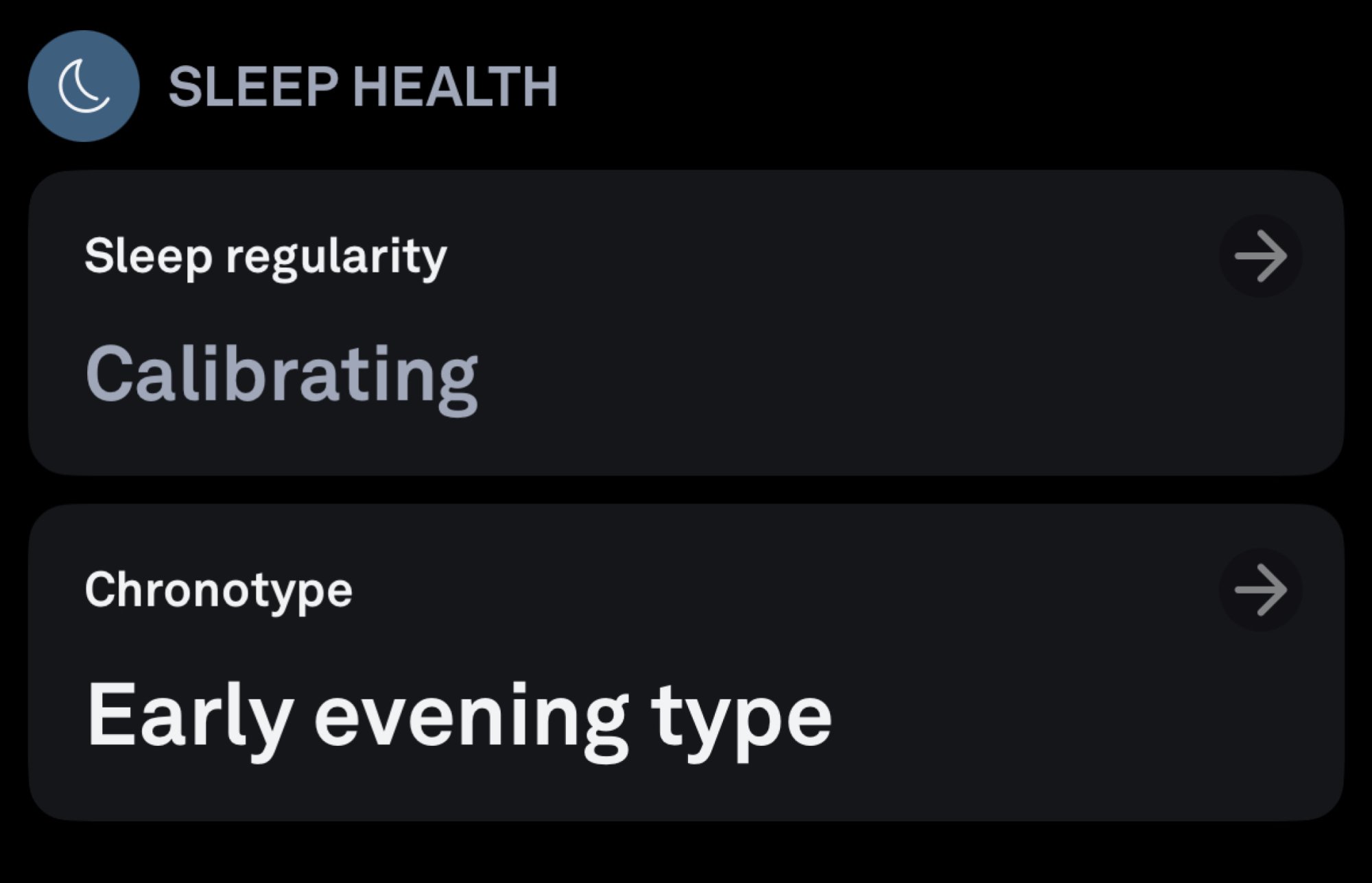 A screenshot of the Oura Ring app showing the sleep health tab.