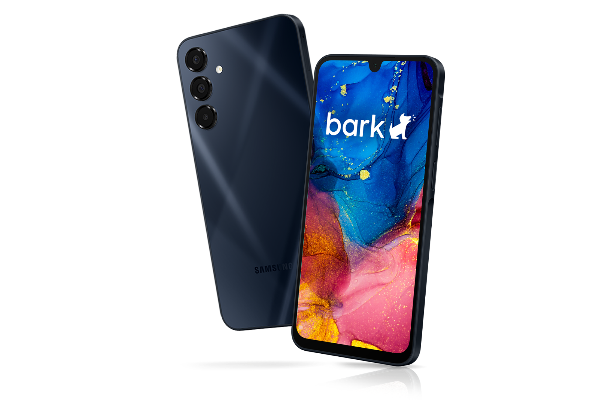 A front and back comparison of a Bark phone.