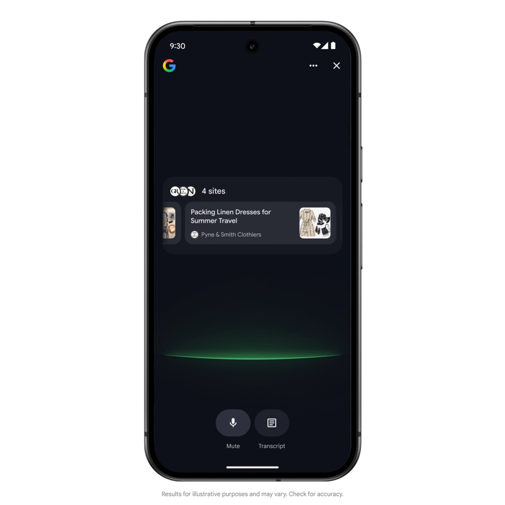 AI mode on a phone screen