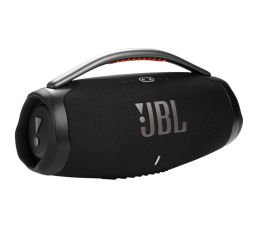 A JBL portable boombox appears on a white background.