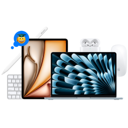 Apple accessories on white background