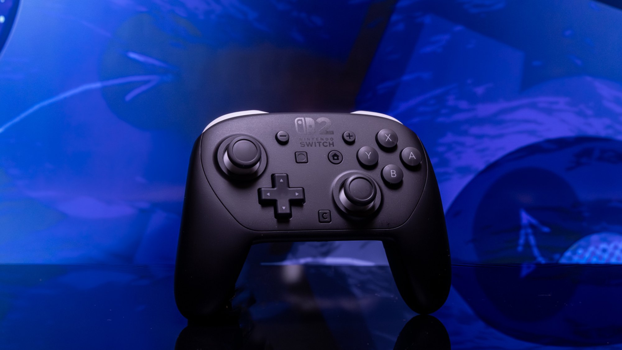 Nintendo Switch 2 pro controller against blue background