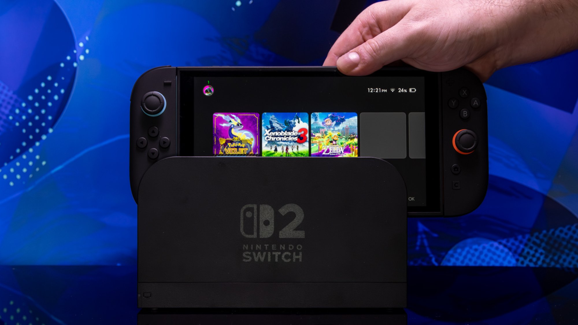 Nintendo Switch 2 being taken out of its dock
