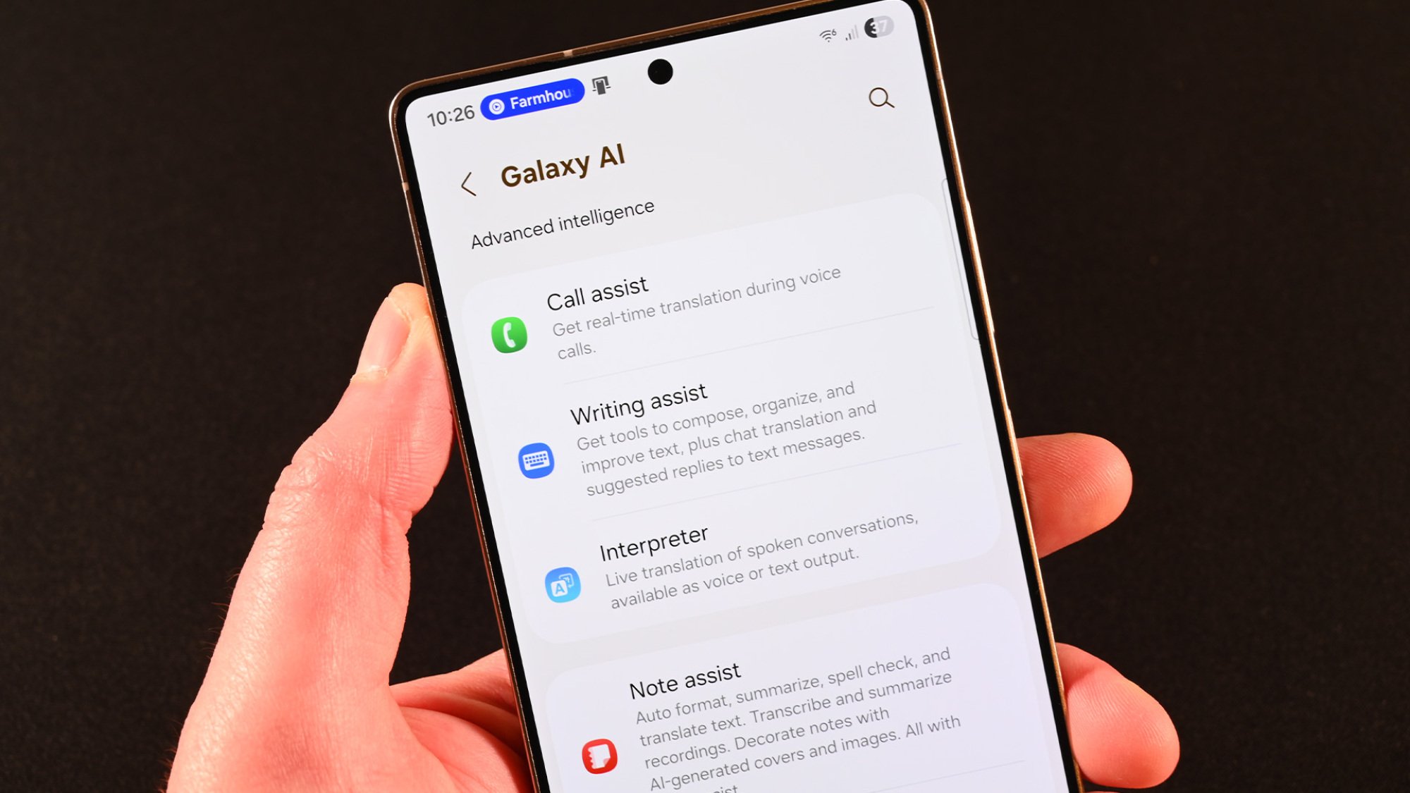galaxy ai settings on s25 ultra smartphone