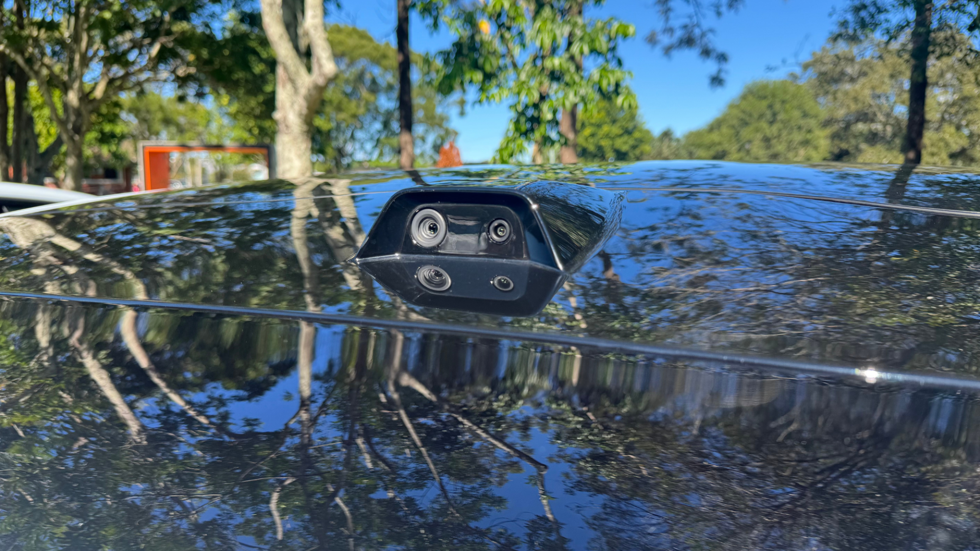 A close up of the rear camera on the Polestar 4.