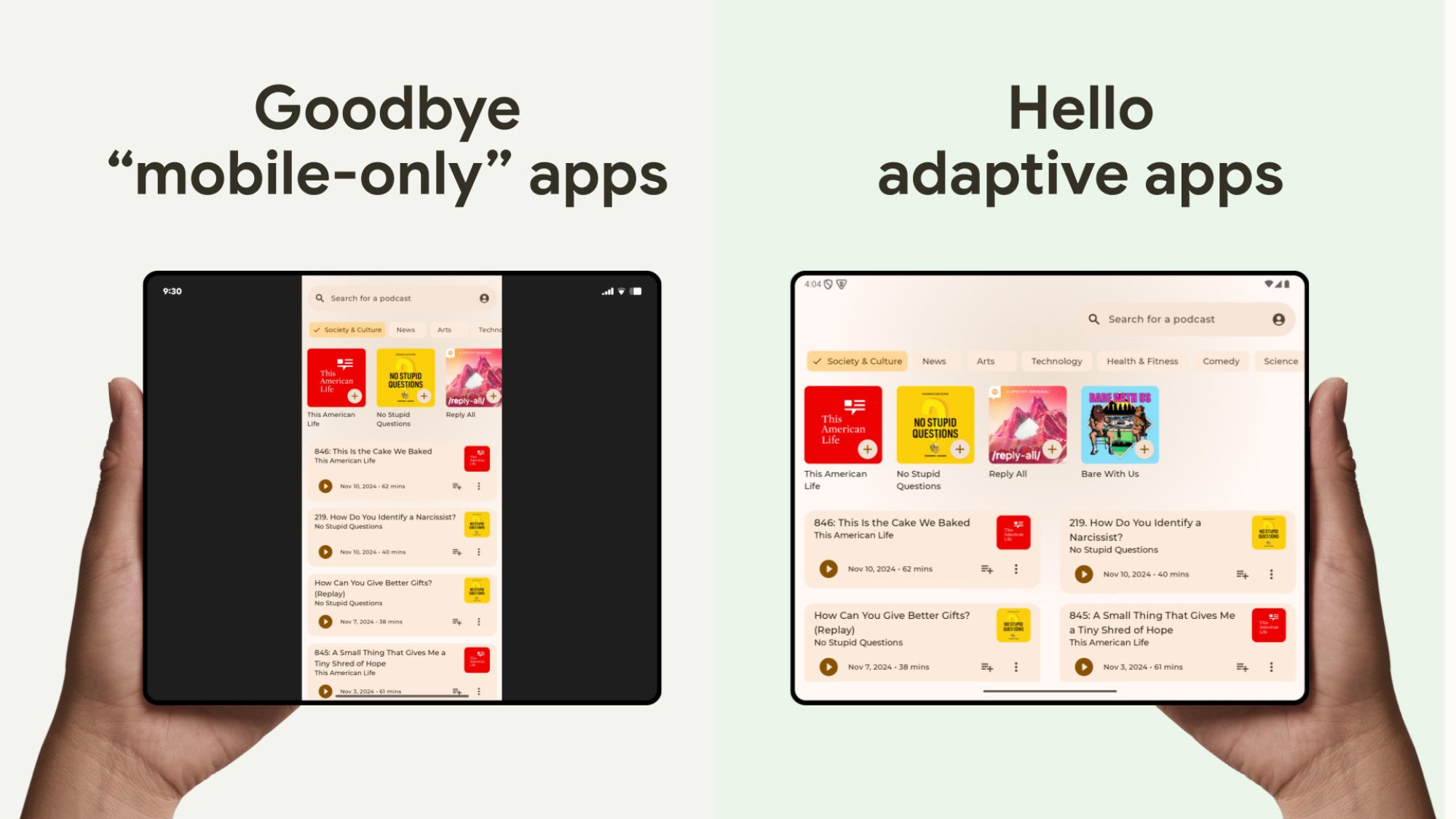 adaptive apps on foldable google devices