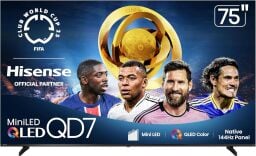 75-inch hisense qd7 mini-led 4k smart tv against a white background