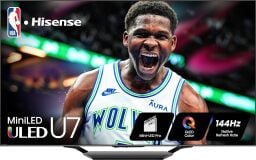 hisense 75-inch u7 tv against a white background