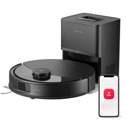 Roborock Q10 X5+ robot vacuum and mop on white background