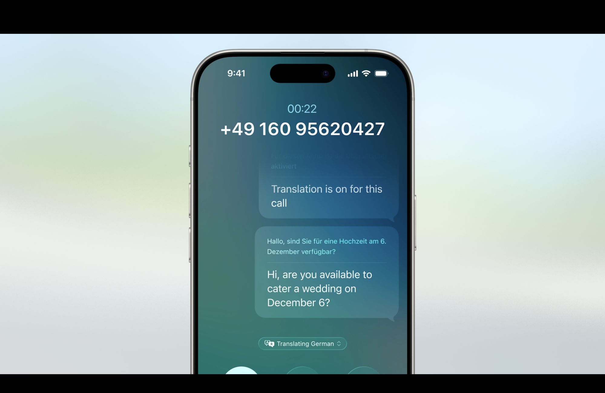 Live translations in ios 26