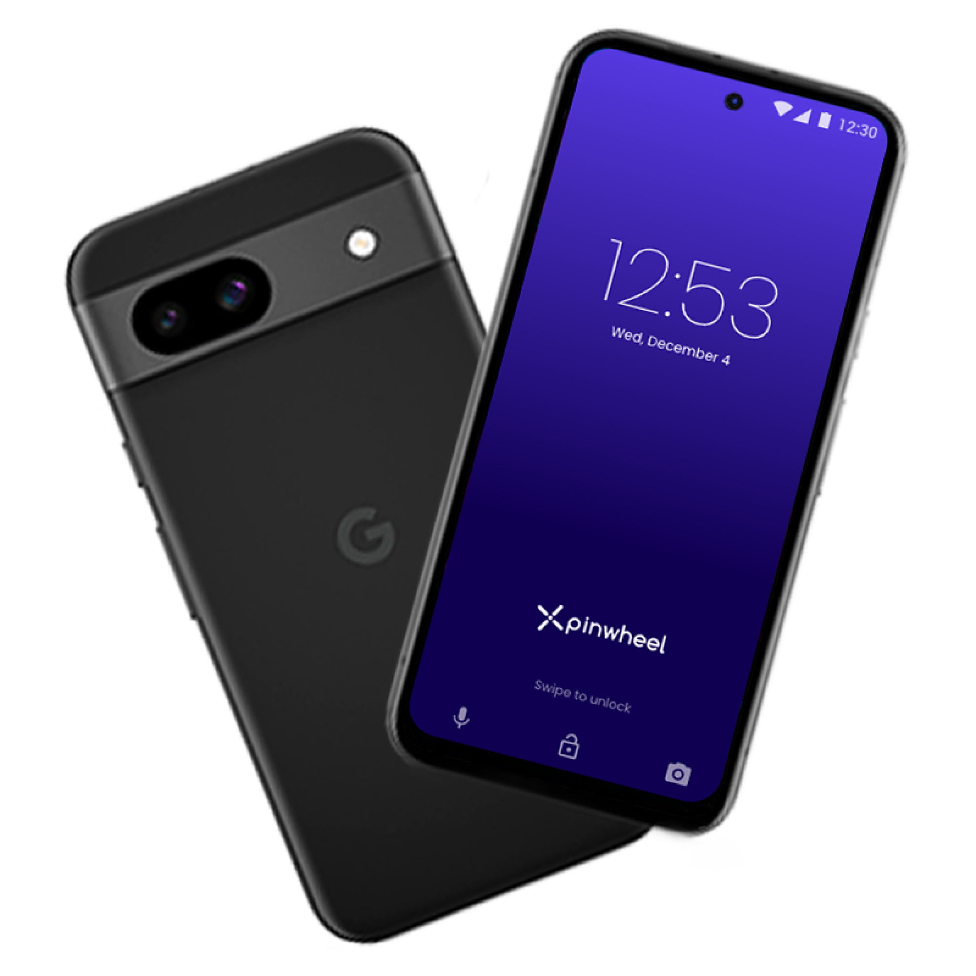 A front and back comparison of a Pinwheel phone.