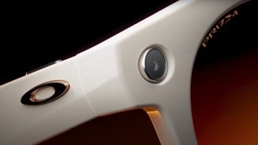 close-up view of cameras on meta oakley hstn smart glasses