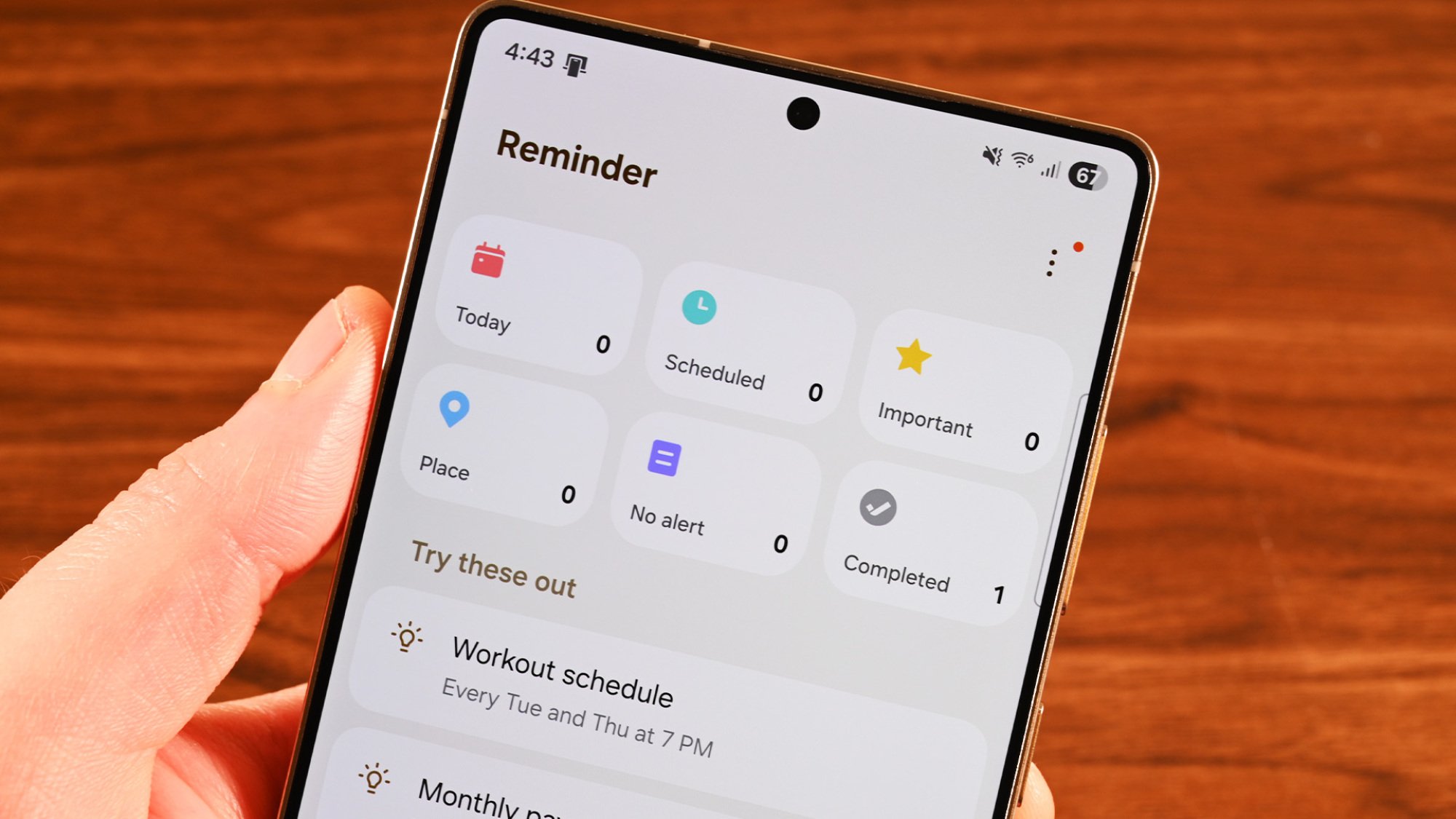 reminders feature on samsung s25 phone